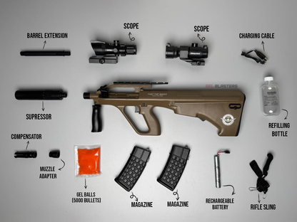 AUG Desert Tan Gel Blaster Toy Gun