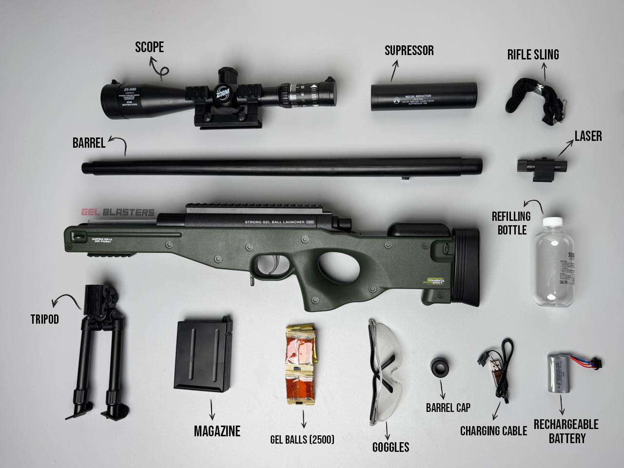 AWM SNIPER GEL BLASTER TOY GUN | Electric Blaster | Auto and Manual Modes